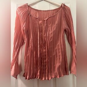 Ruffle sheer pink long sleeve top beautiful lace tie